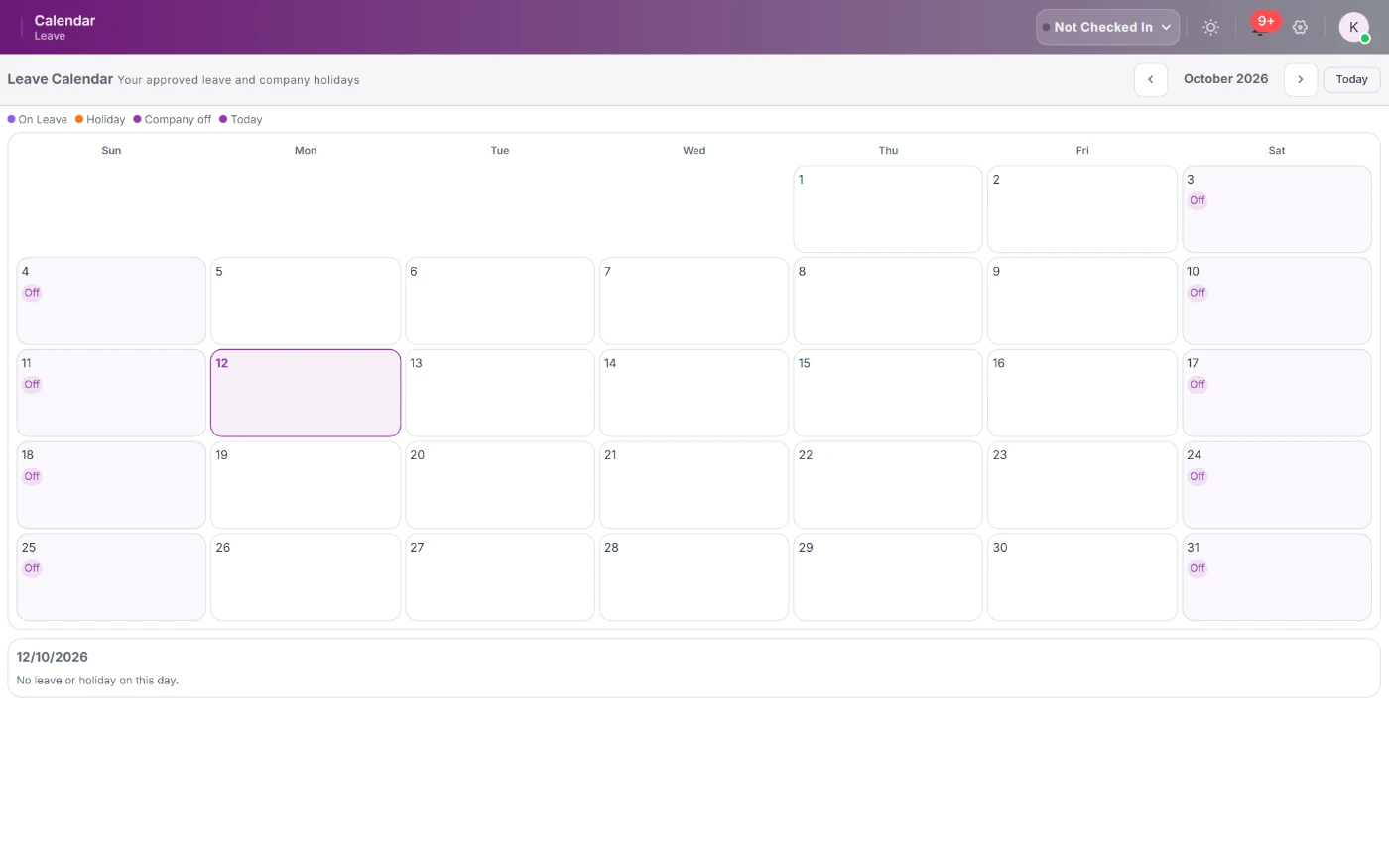 StreamHCM holiday calendar for branch public holidays
